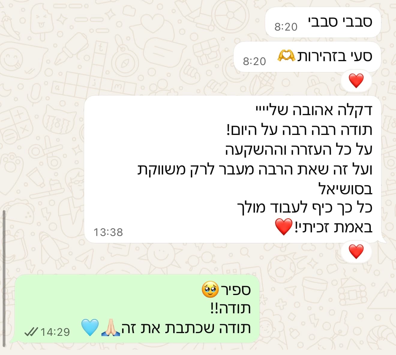 צילום מסך של משוב על השיווק והכתיבה